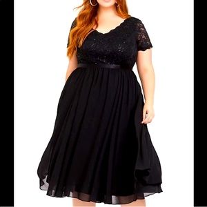 Torrid Black Lace and Chiffon Midi Dress
